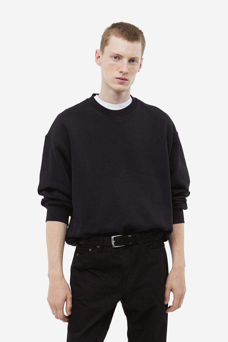 

Хлопковая толстовка оверсайз-фита H&M, черный