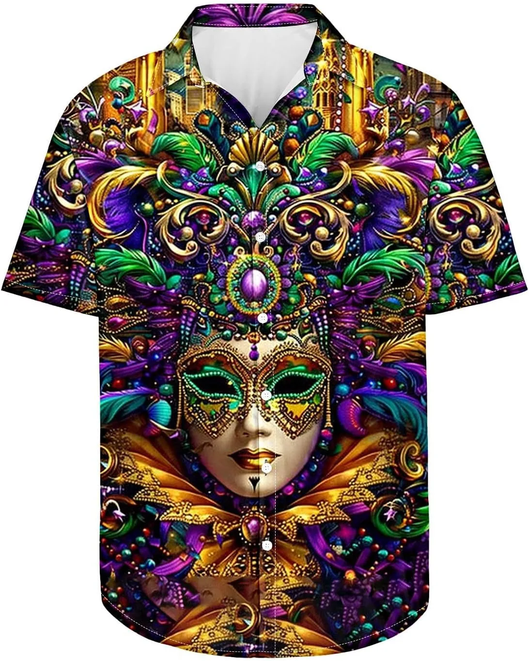 

Футболка для мужчин с принтом Mask Print Mardi Gras