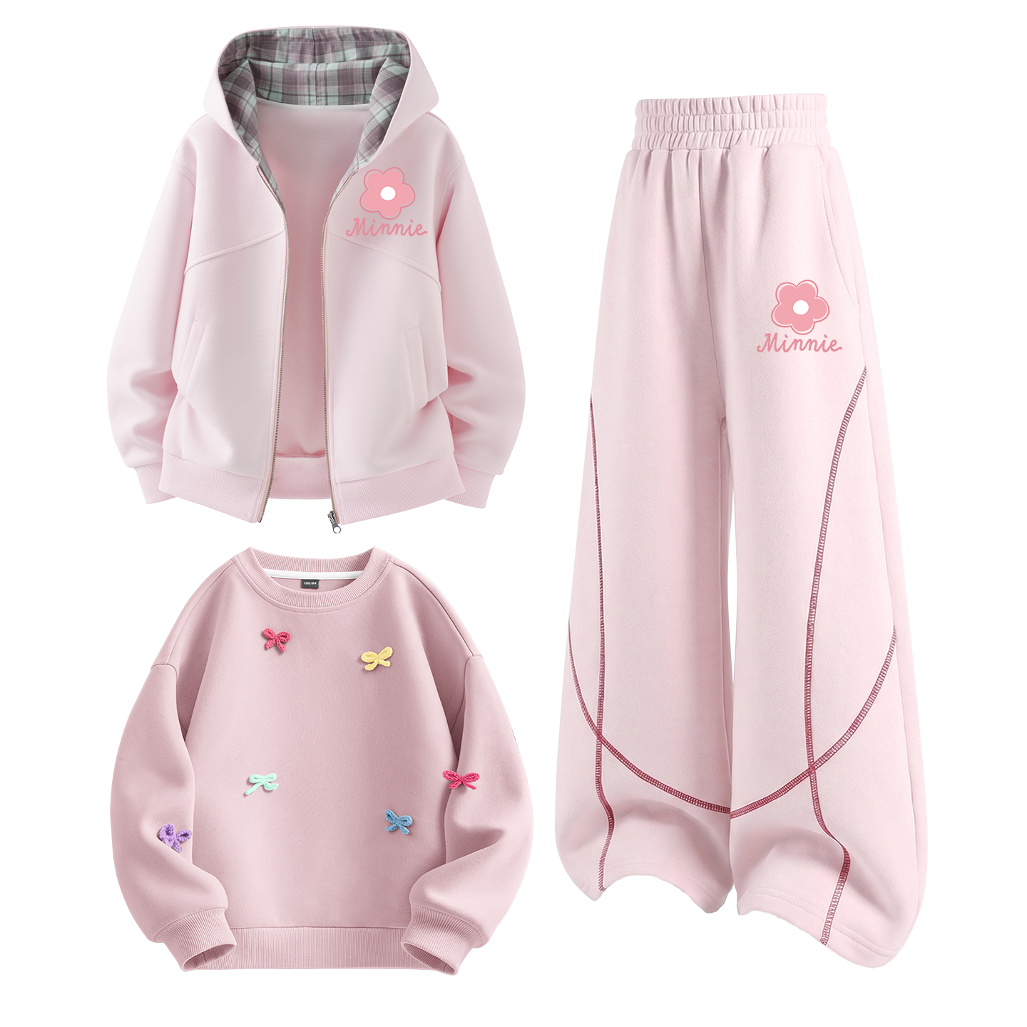 Детский спортивный комплект Casual из 3 предметов Disney, diheni k cherry blossom розовый+diheni k белый heather серый+solid color lotus розовый — фото 4