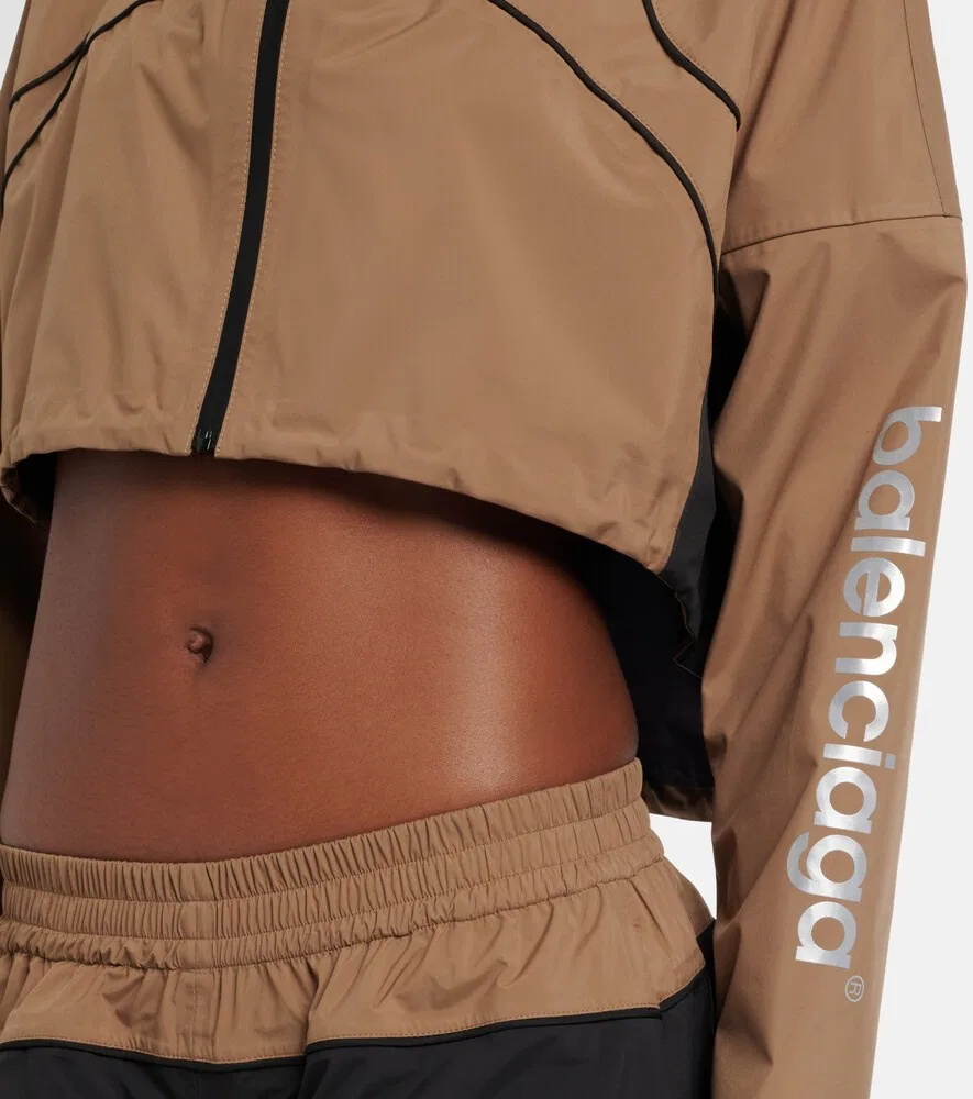 Укороченная жакет из тафты Balenciaga, коричневый — фото 4