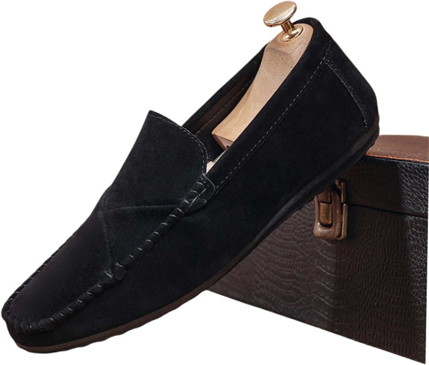 

Мужские премиальные замшевые лоферы Комфортные кожаные туфли для делового повседневного вождения и повседневного комфорта Jhfdioy, черный