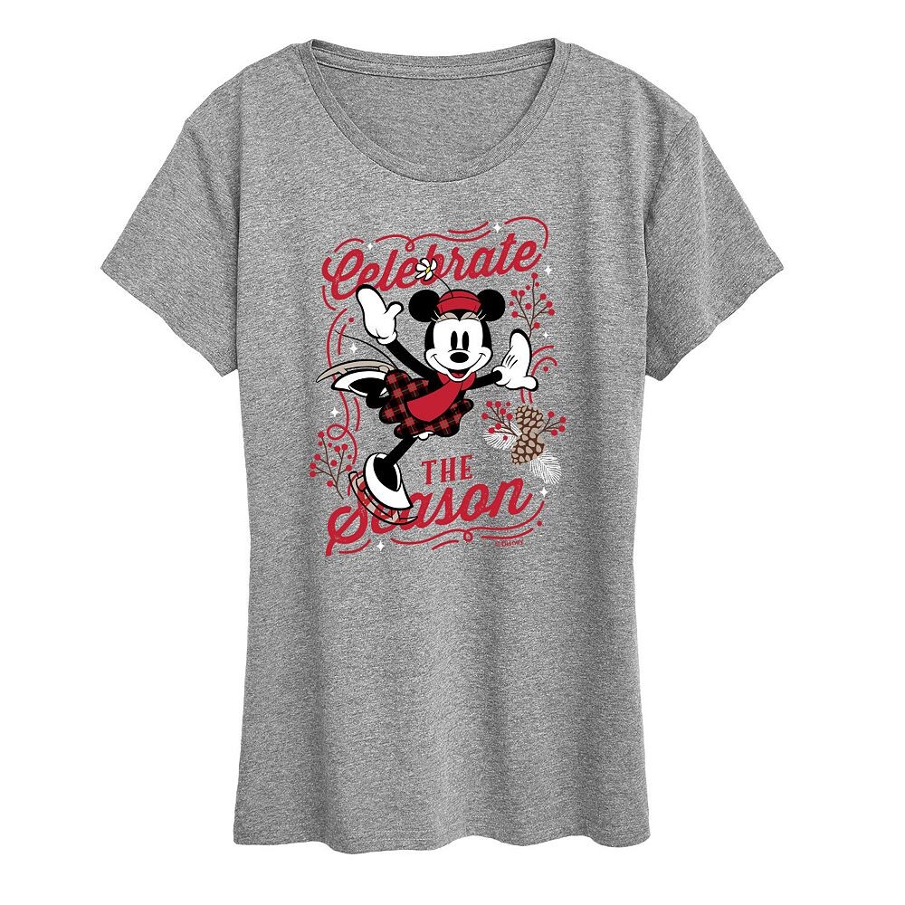 

Женская футболка с рисунком Minnie Celebrate The Season Licensed Character, цвет Heather Gray