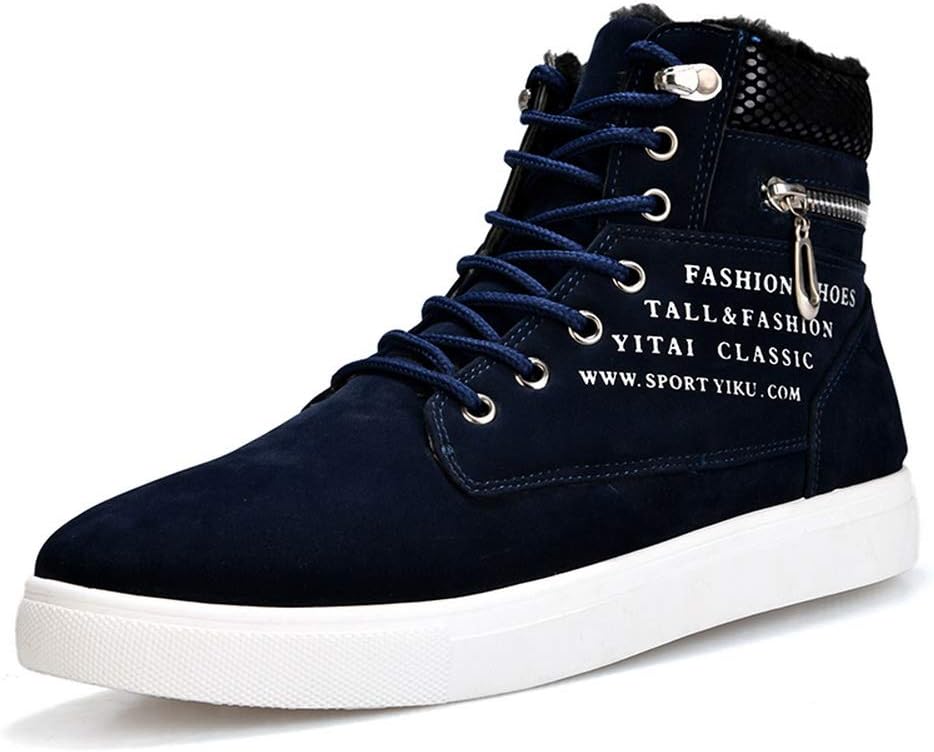 

Мужские высокие замшевые кроссовки Tazimall, повседневные скейтерские туфли на шнуровке с меховой подкладкой, теплые обувь, синий