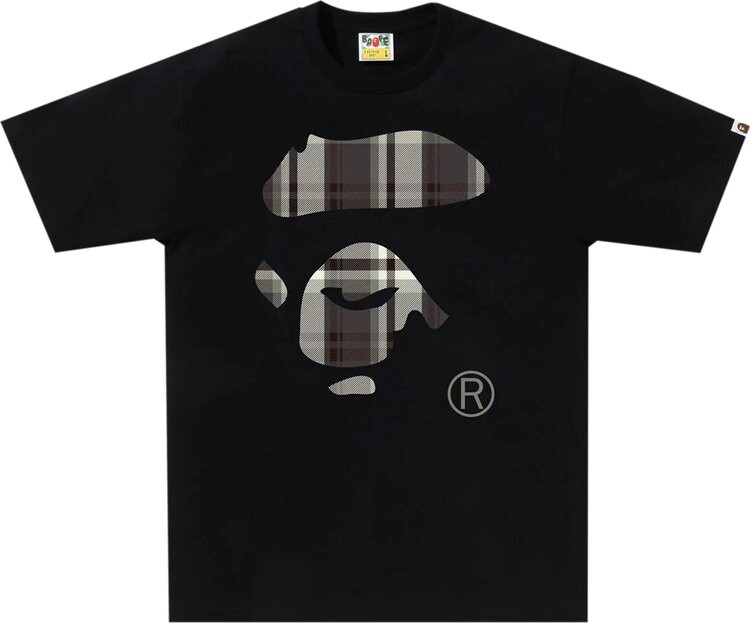 

Футболка BAPE Check Ape Face 'Black', черный