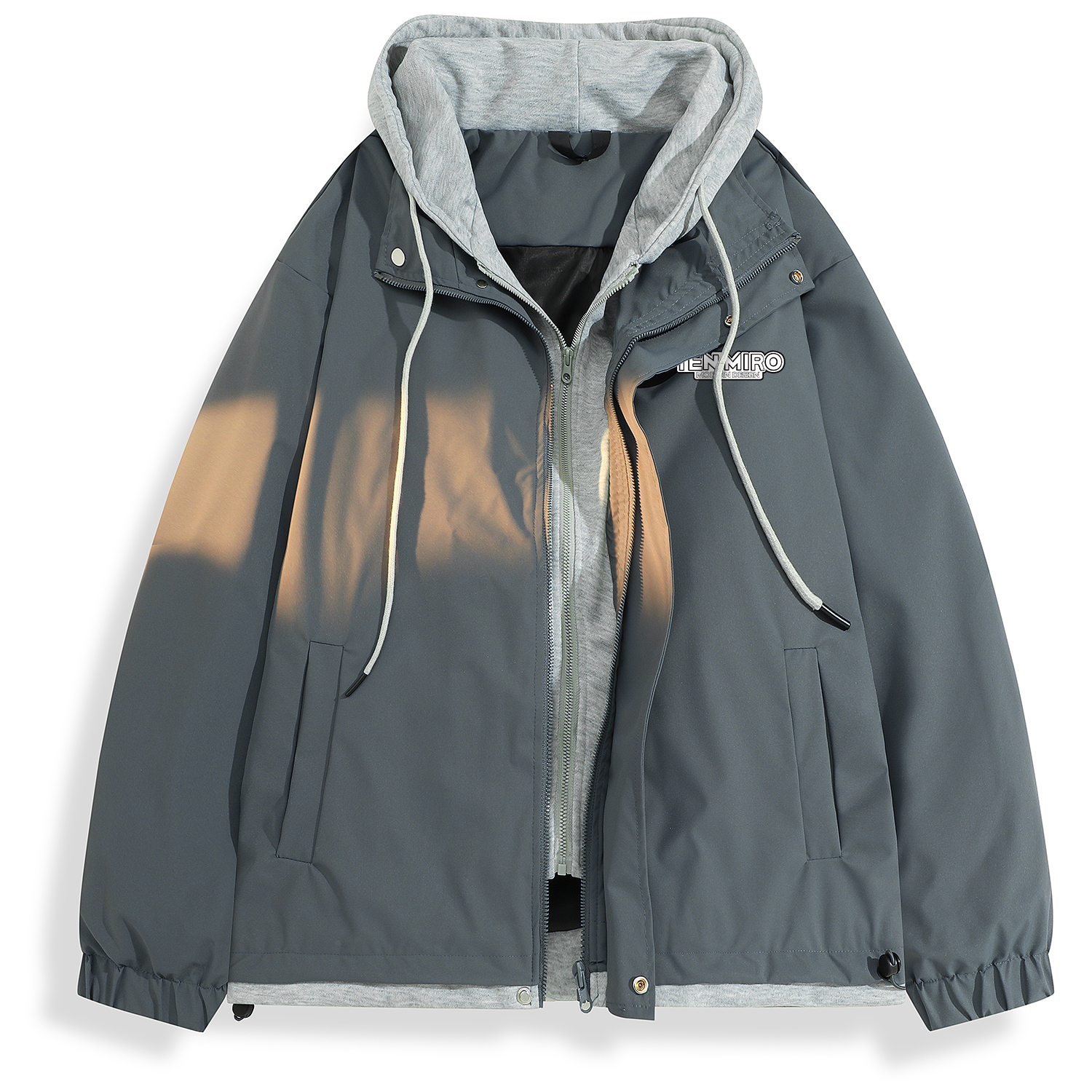 

TEN MIRO Пуховик Unisex, Haze Blue+Light Heather Gray (Thin, Non-Padded)