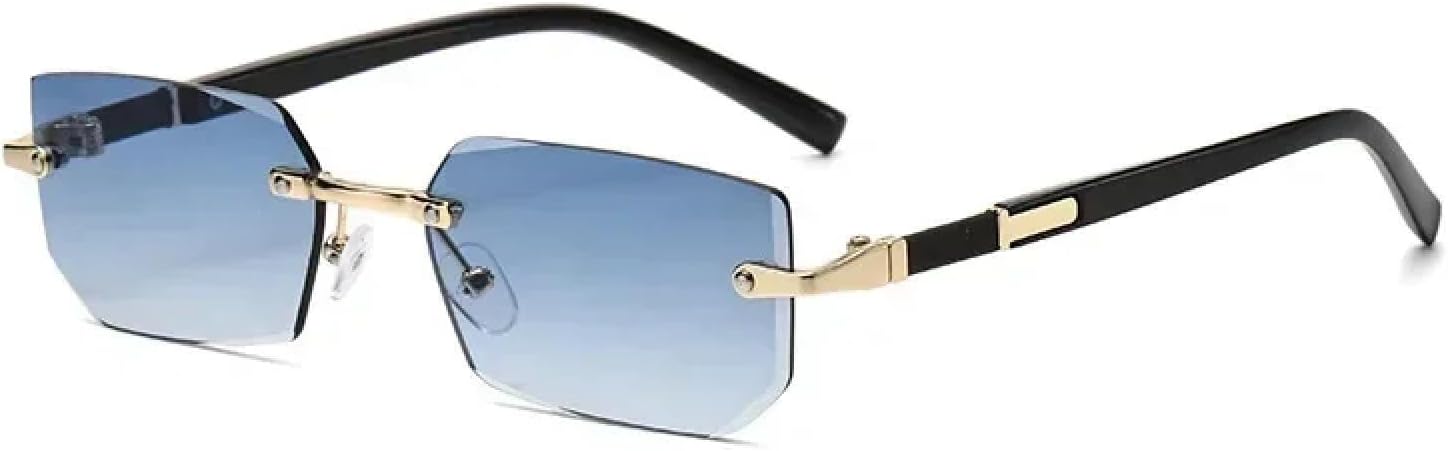 

Солнцезащитные очки с защитой от УФ-излучения UV400 | Без оправы, маленький размер | Для женщин и мужчин, для занятий спортом на открытом воздухе и вождения DSVIGF, Gold Gradient Blue