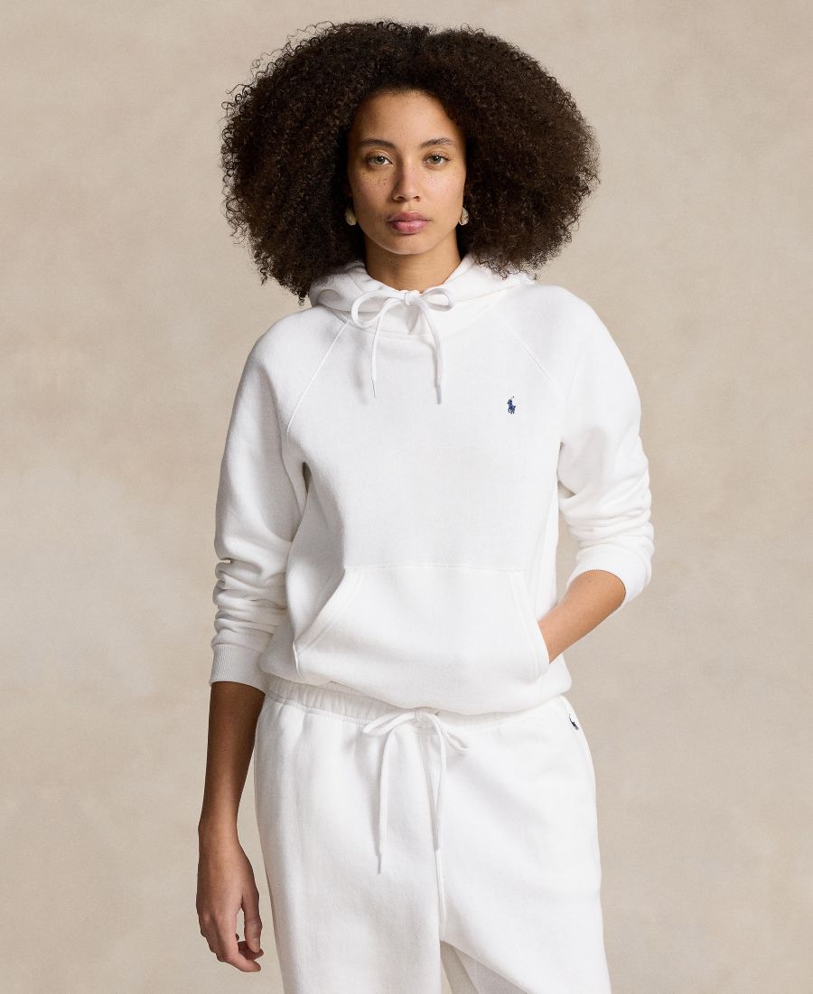 

Женская флисовая толстовка с капюшоном укороченного кроя Polo Ralph Lauren, White