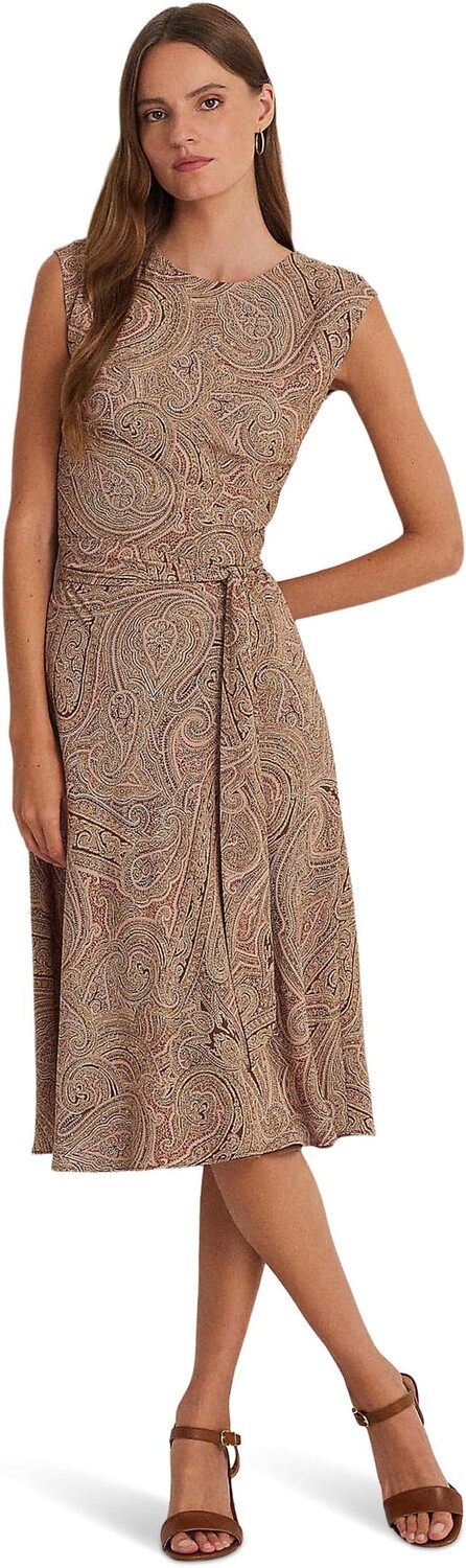 

Платье LAUREN Ralph Lauren Paisley Belted Bubble Crepe Dress, цвет Tan/Cream/Pink