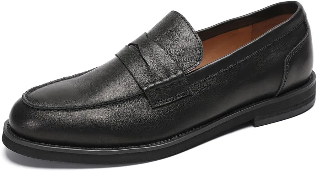 Лоферы кожаные мужские, Penny Loafers, Black FIAVOM