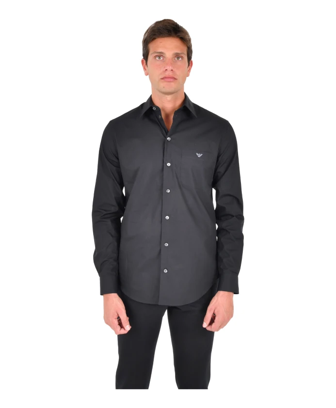 

Хлопковая рубашка Emporio Armani, черный