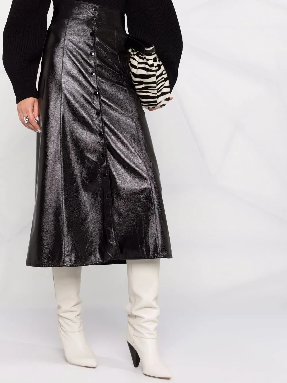 Юбка миди из искусственной кожи Isabel Marant, черный — фото 3