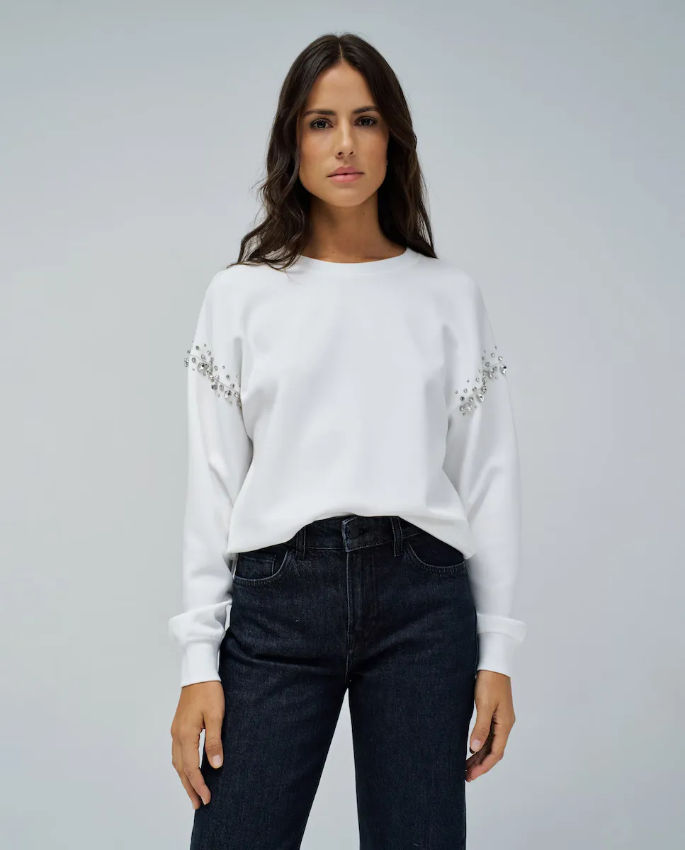 

Женский свитшот с круглым вырезом и блестками Salsa Jeans, белый