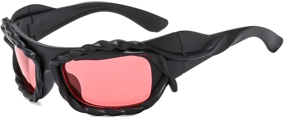 

MUTYNE Винтажные персонализированные солнцезащитные очки неправильной формы для женщин, модные хип-хоп панк солнцезащитные очки для мужчин, стильные и крутые очки, Black Pink