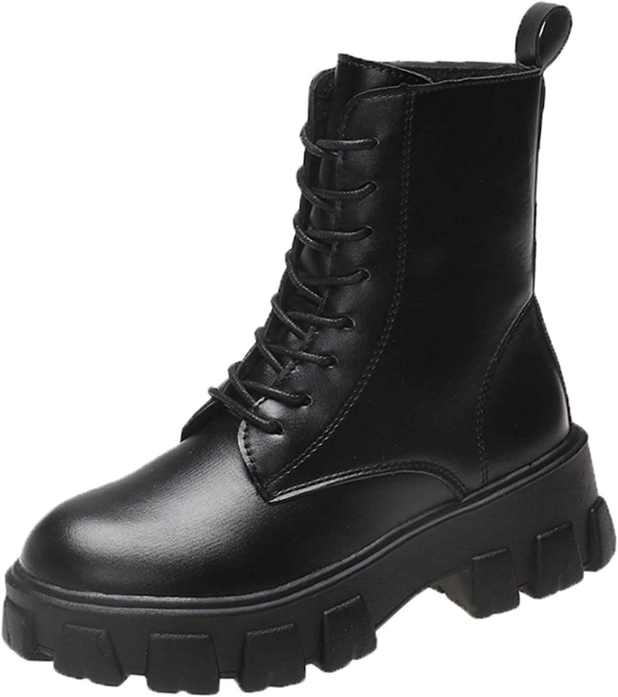 

Женские ботинки на платформе YDYCG Chunky, осень-зима, с теплым плюшевым внутренником, из ПУ кожи, с толстой подошвой, на шнуровке (Цвет: черный, размер обуви: 6)