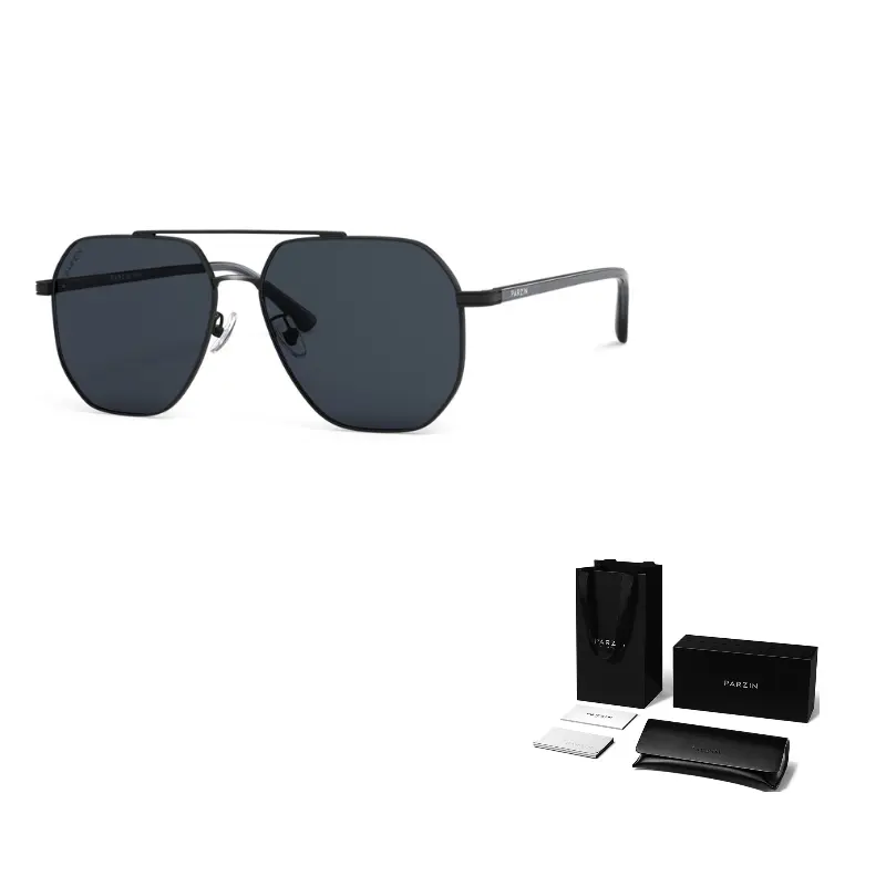 

PARZIN Солнцезащитные очки нестандартной формы для мужчин, Gunmetal Frame with Black Gray Lens