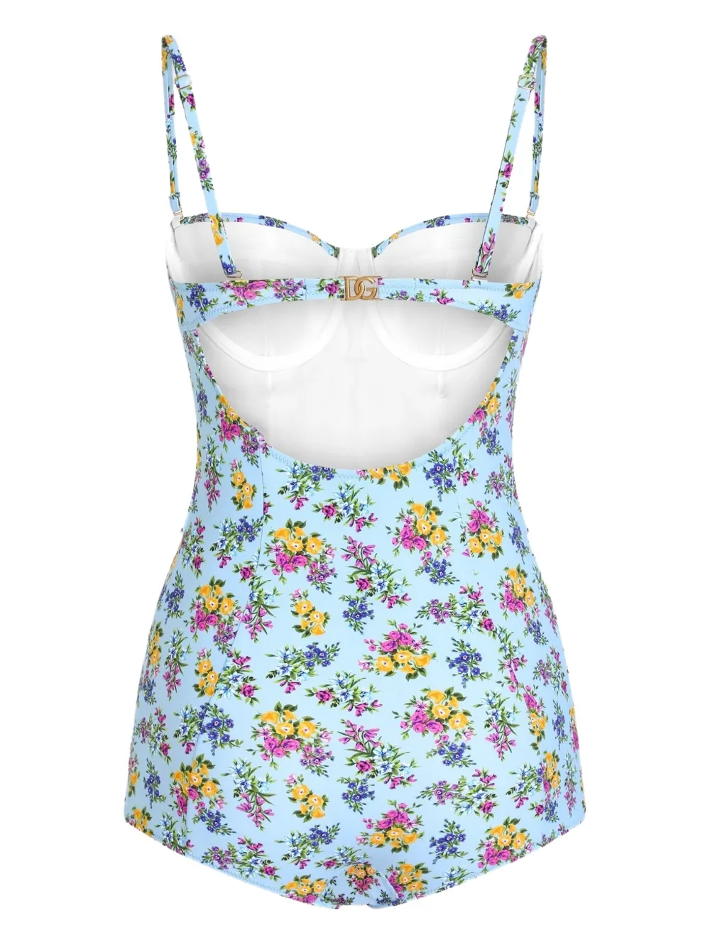 Слитный купальник с цветочным принтом Dolce & Gabbana, синий — фото 2