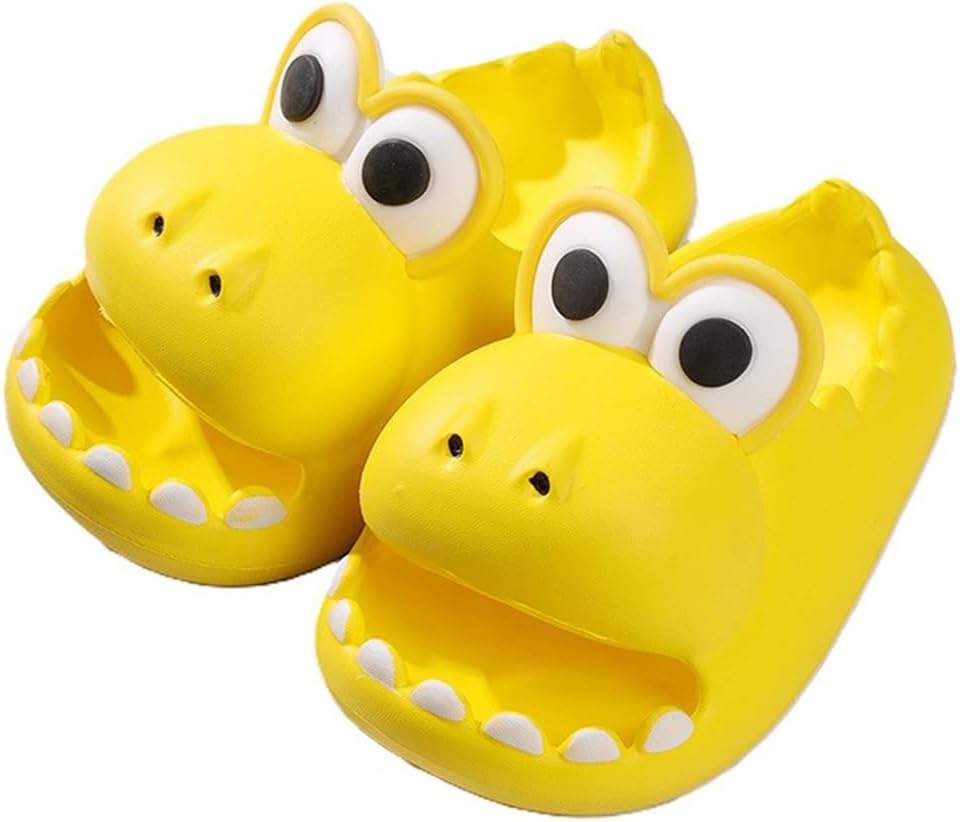 

Тапочки в виде динозавра-крокодила, с открытым носком, забавные, с противоскользящей подошвой, удобные, с толстой подошвой, для душа, пляжа и двора Generic, желтый