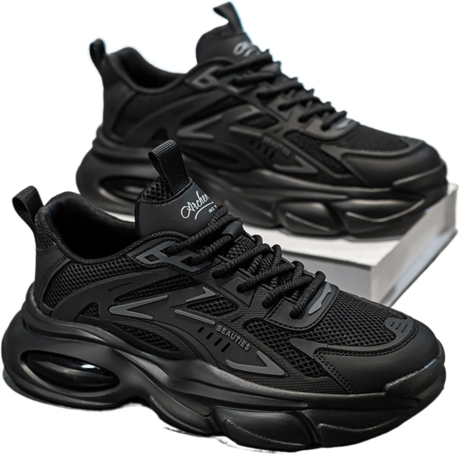 

Противоскользящие амортизирующие кроссовки 2025 для мужчин: дышащие кроссовки для баскетбола, тенниса и ходьбы Liahuimio, черный