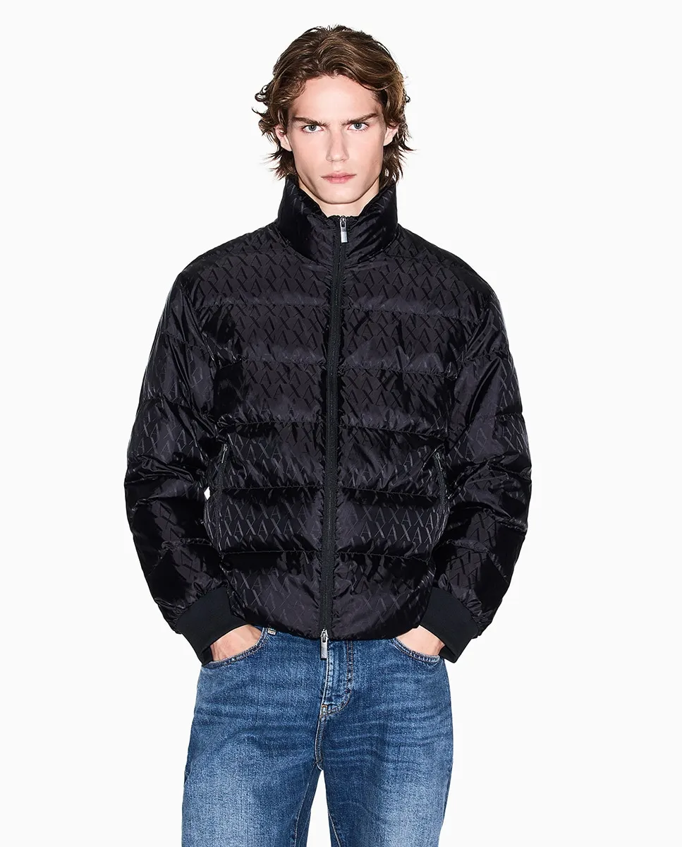 

Мужской стеганый пуховик из нейлона с логотипами Armani Exchange, черный