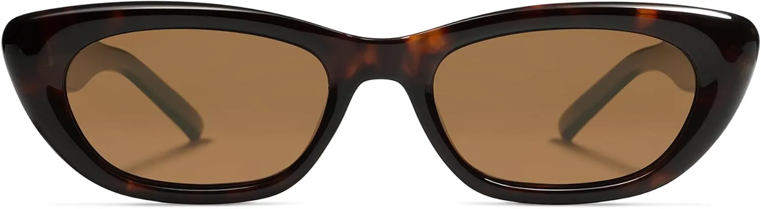 

SOJOS Модные поляризованные солнцезащитные очки «кошачий глаз» узкой формы для женщин, ретро-стиль, маленькие женские солнцезащитные очки SJ2284, Tortoise/Brown