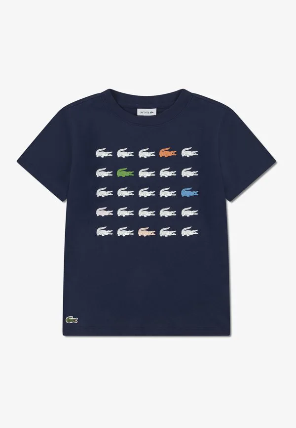 Футболка с принтом в виде крокодиловой сетки Lacoste, Marine