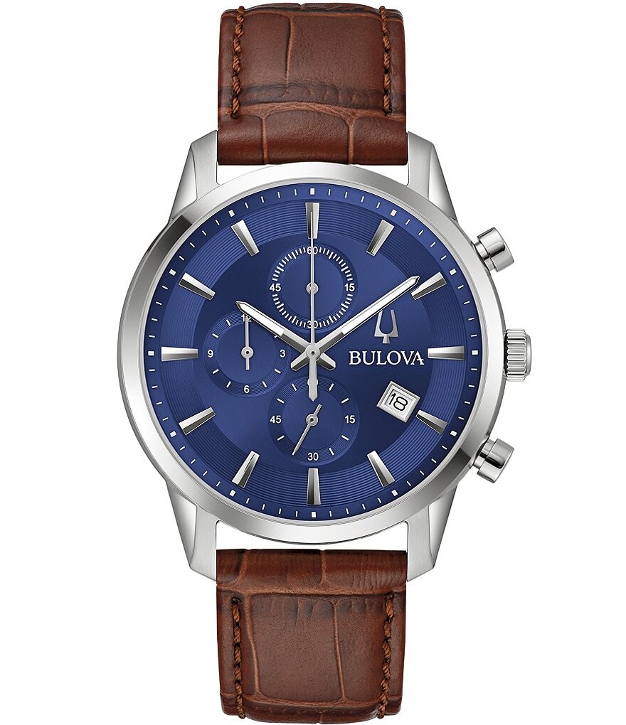 

Мужские часы Bulova Sutton Chronograph с коричневым кожаным ремешком, коричневый