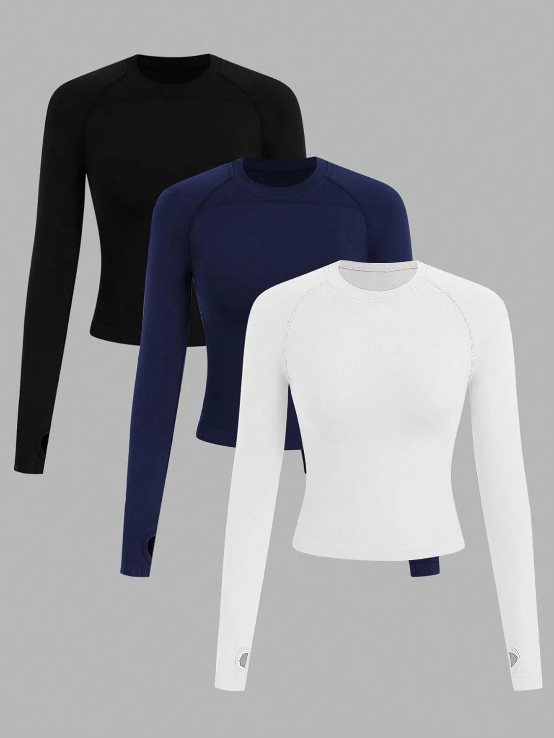Женская футболка с длинным рукавом, бесшовная, Sport Women's, набор из 3 штук, Black — фото 4