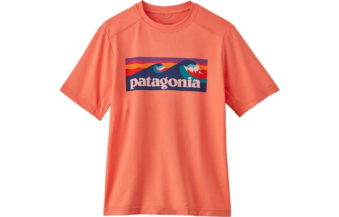 Футболка детская Patagonia Capilene кораллово-оранжевая