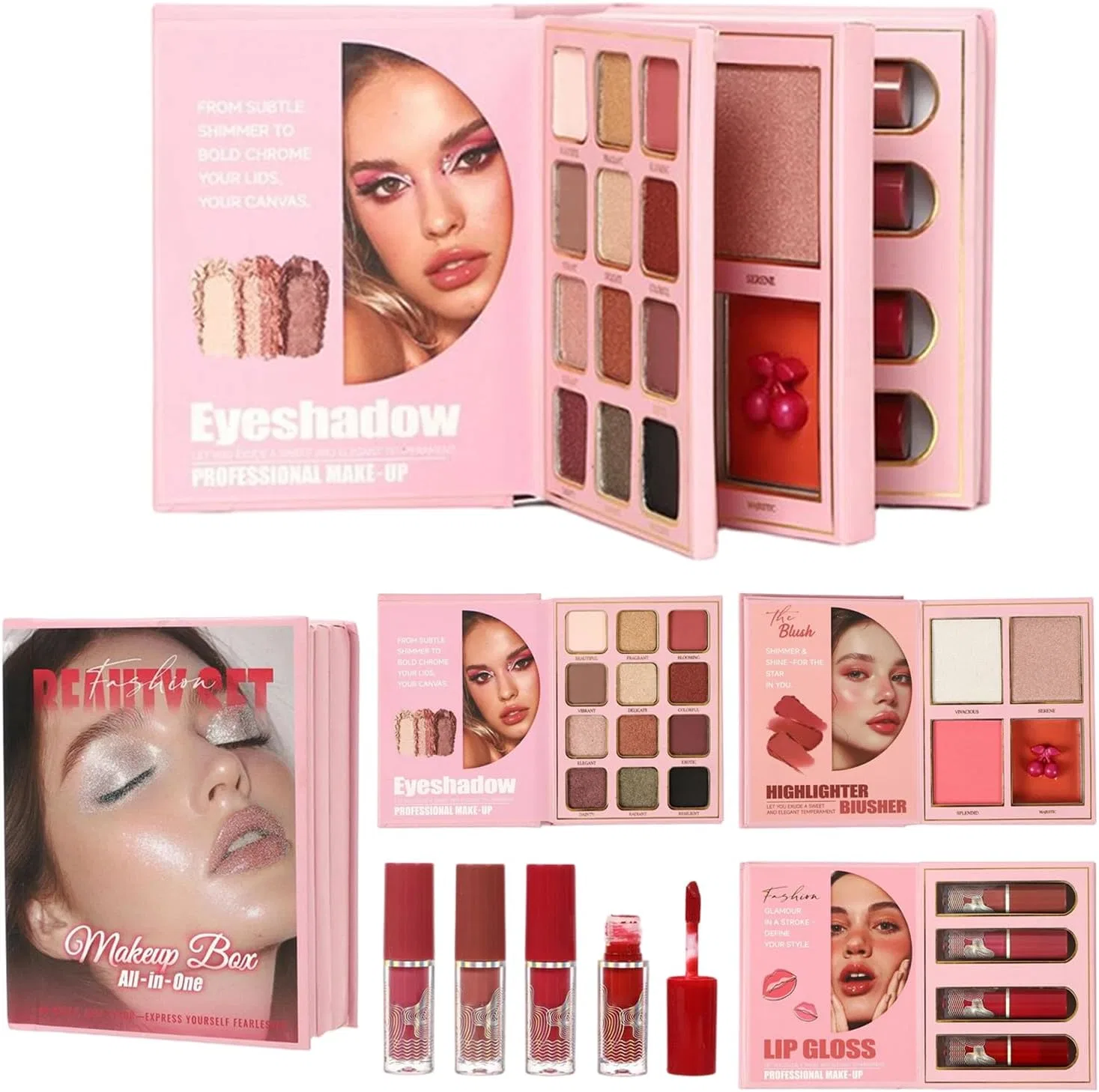 Палетка для макияжа 3-слойная цвет розовый AZ-226