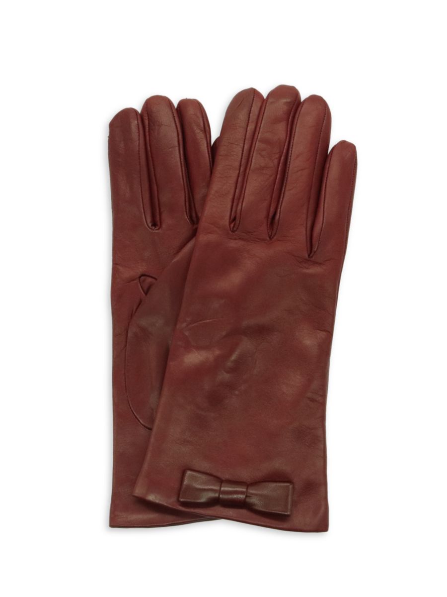 

Кожаные перчатки с бантом Portolano, цвет Bordeaux