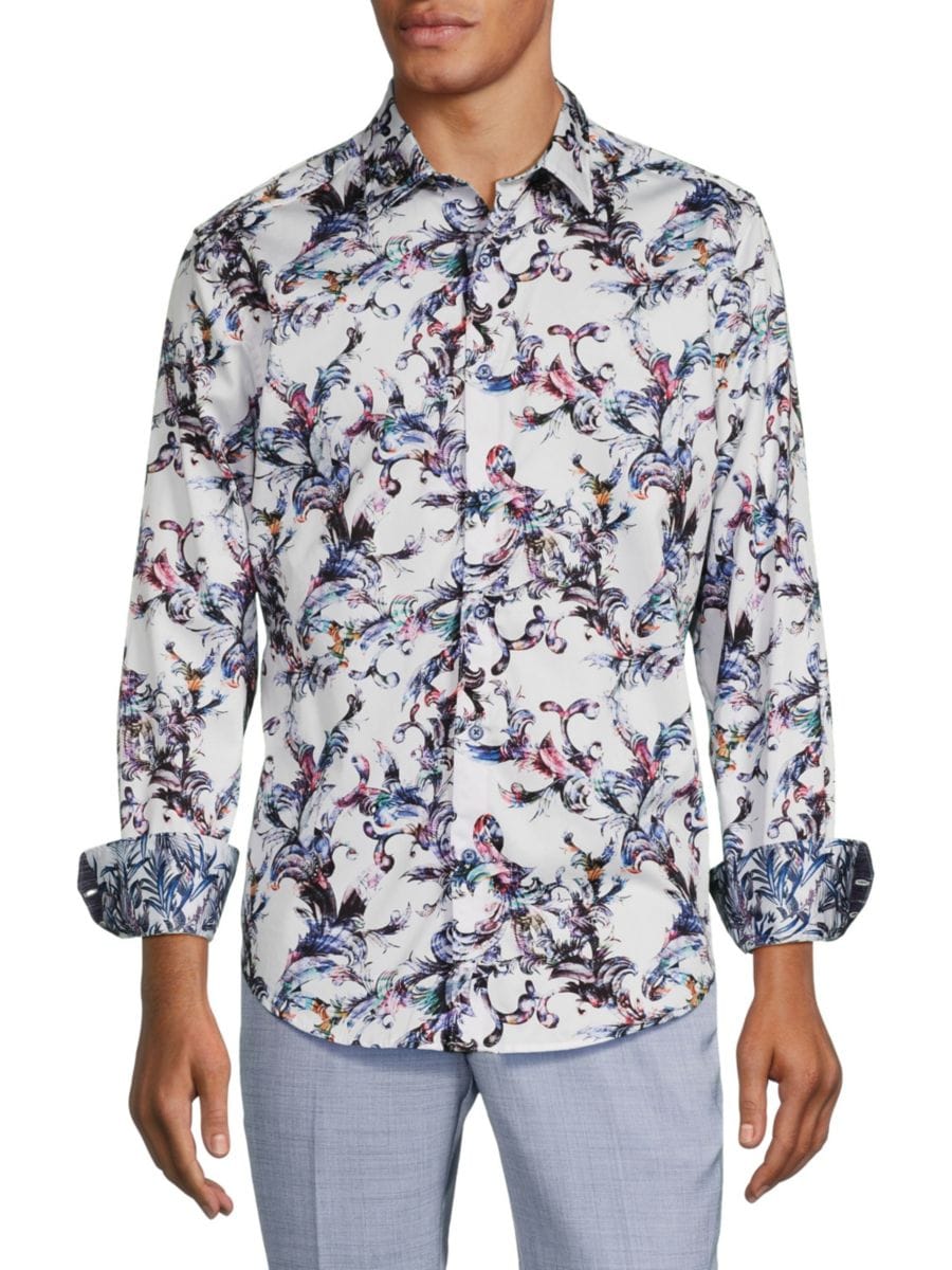 

Рубашка с цветочным принтом классического кроя Robert Graham, цвет White Multicolor