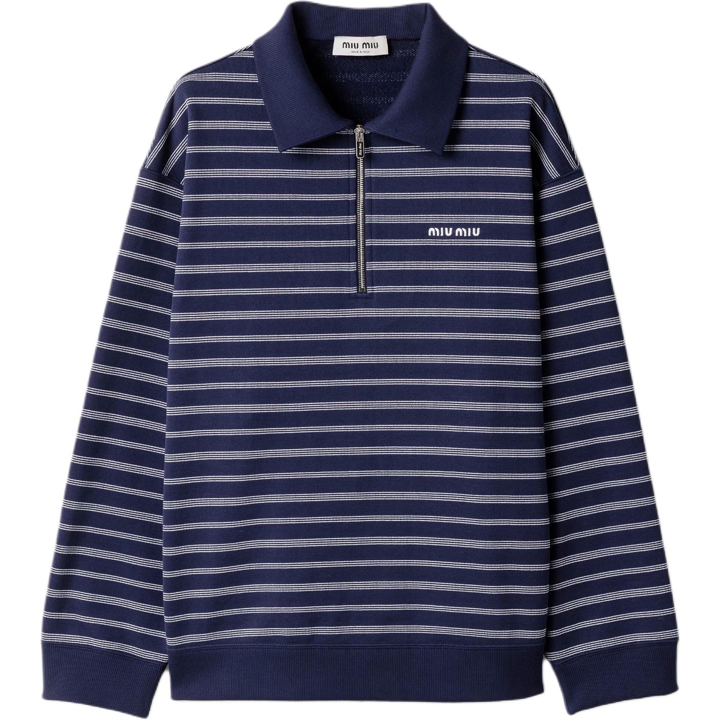 

Поло с полосками и полузастежкой MIU MIU, синий