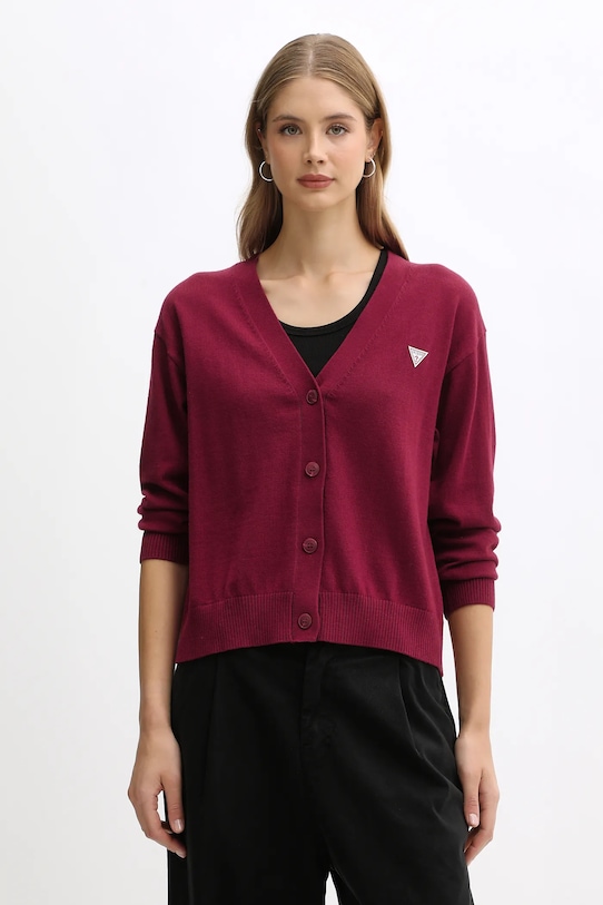 

Кардиган из смесовой шерсти Guess Jeans, бордовый