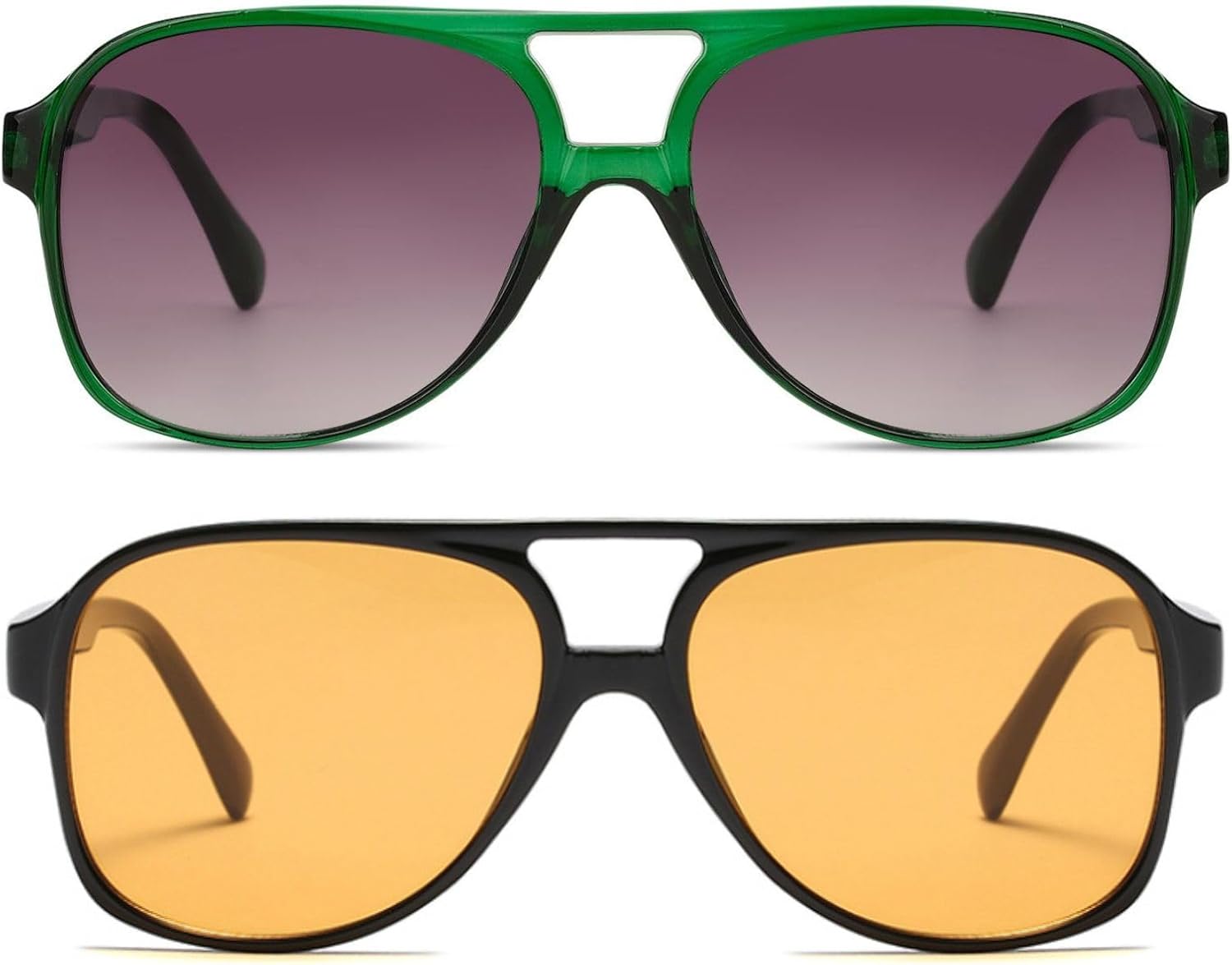 

Солнцезащитные очки Freckles Mark в винтажном стиле ретро 70-х годов для женщин и мужчин, классические большие квадратные очки-авиаторы, модные очки, 2p: Yellow & Green/Grey