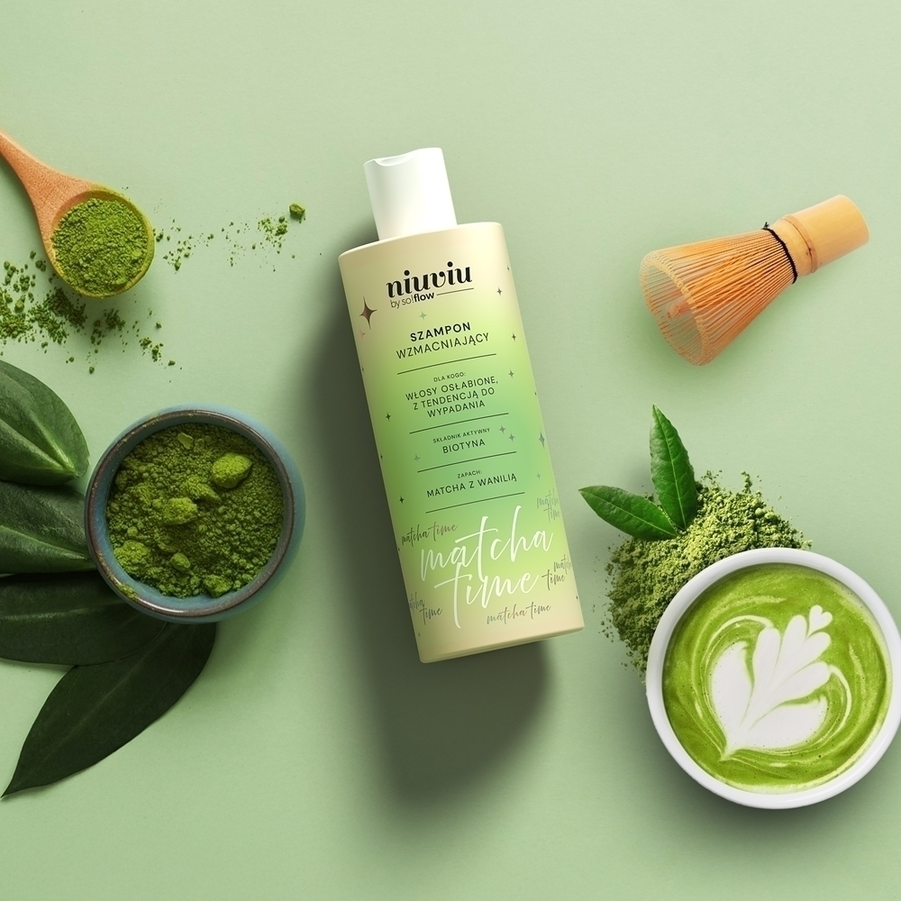 Укрепляющий шампунь Matcha time, тонизирующий шампунь для слабых волос So!Flow, 300 мл — фото 2