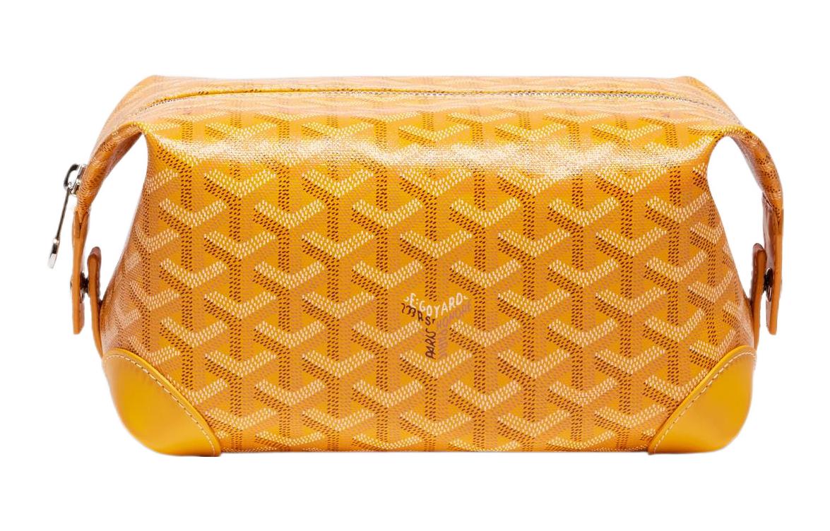 

Чемодан из телячьей кожи с канвасом Дорожная косметичка Унисекс Желтый GOYARD