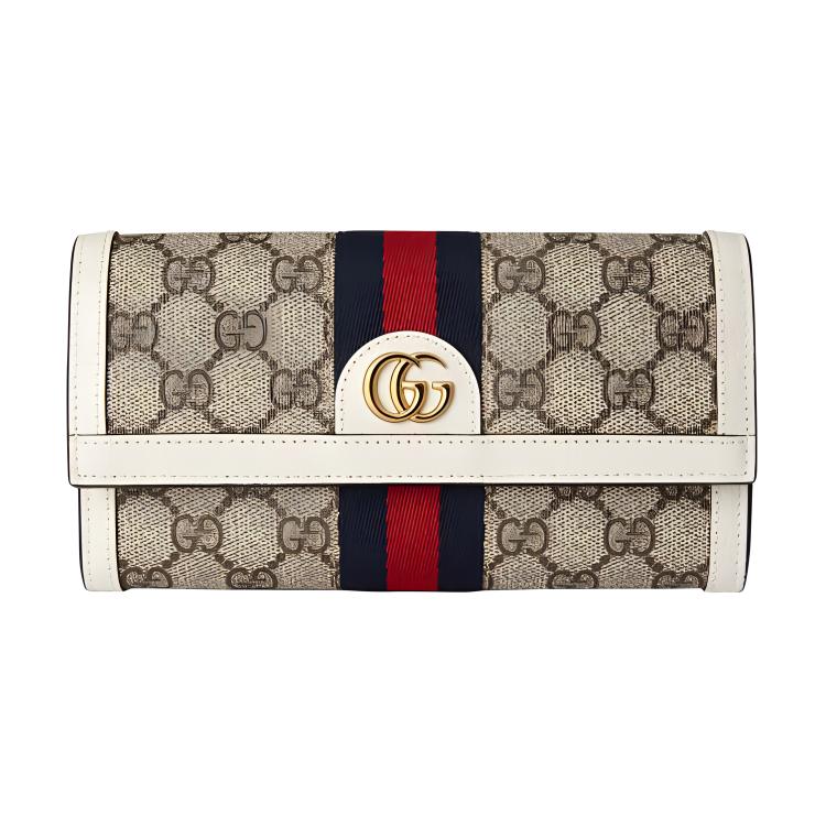 GUCCI Женский кошелек Ophidia из холста и кожи в цвете эбонитовый с белым — фото 2