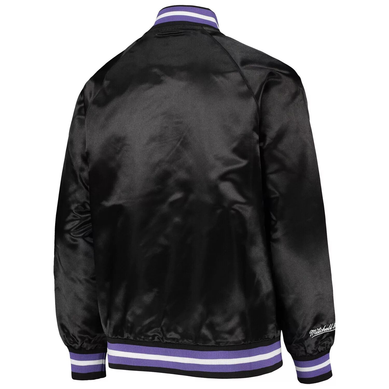 Молодежная черная куртка Mitchell & Ness Toronto Raptors из твердой древесины, классическая атласная куртка с длинными кнопками реглан Unbranded — фото 3