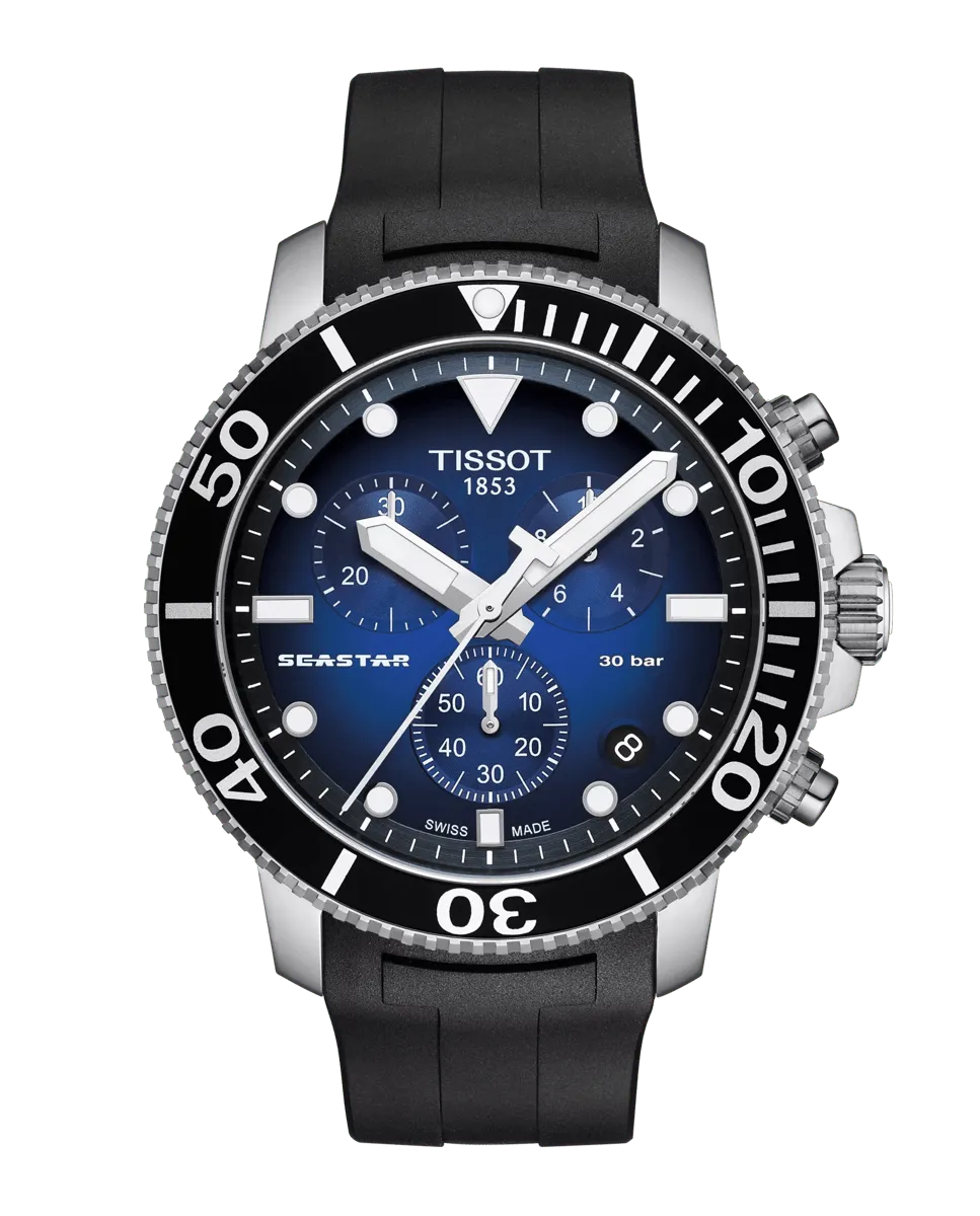 

Мужские часы коллекции Seastar из черного каучука Tissot, черный