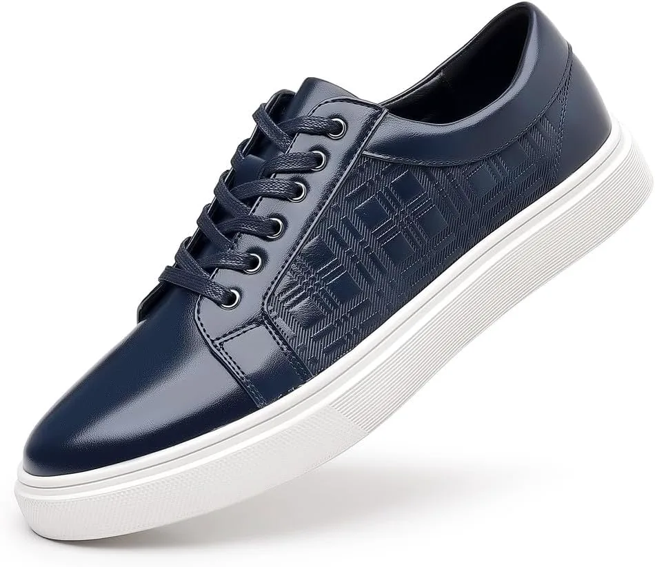 

Мужские низкие кожаные кроссовки Santimon с классическим клетчатым узором, слипоны, синий