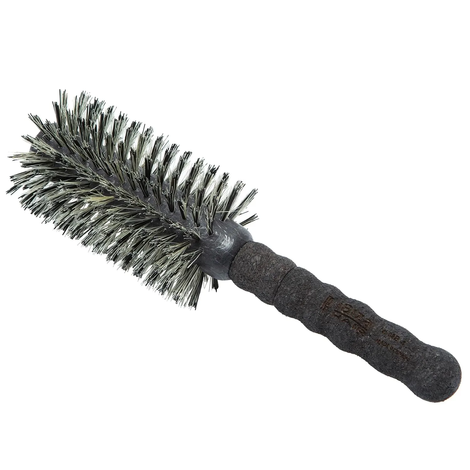Круглая щетка Ibiza Hair из щетины кабана (серия MB) с усиленной щетиной из кабана и нейлона и пробковой ручкой для больших прядей, тугих локонов или мягких волн, добавляет текстуру и блеск для всех типов волос MB4, 65 мм, Black