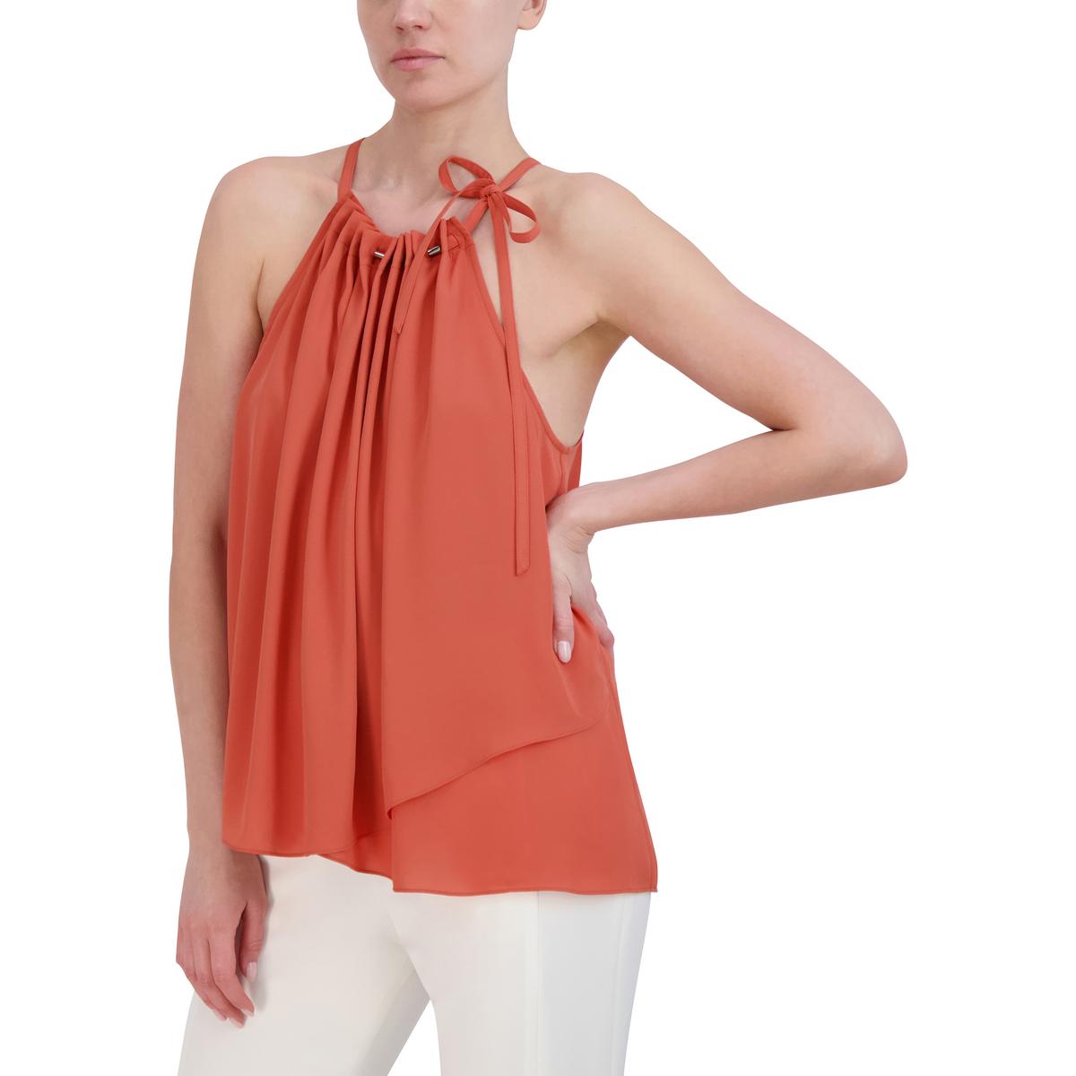 

Женский плиссированный топ с металлическим принтом BCBGMAXAZRIA, цвет ginger