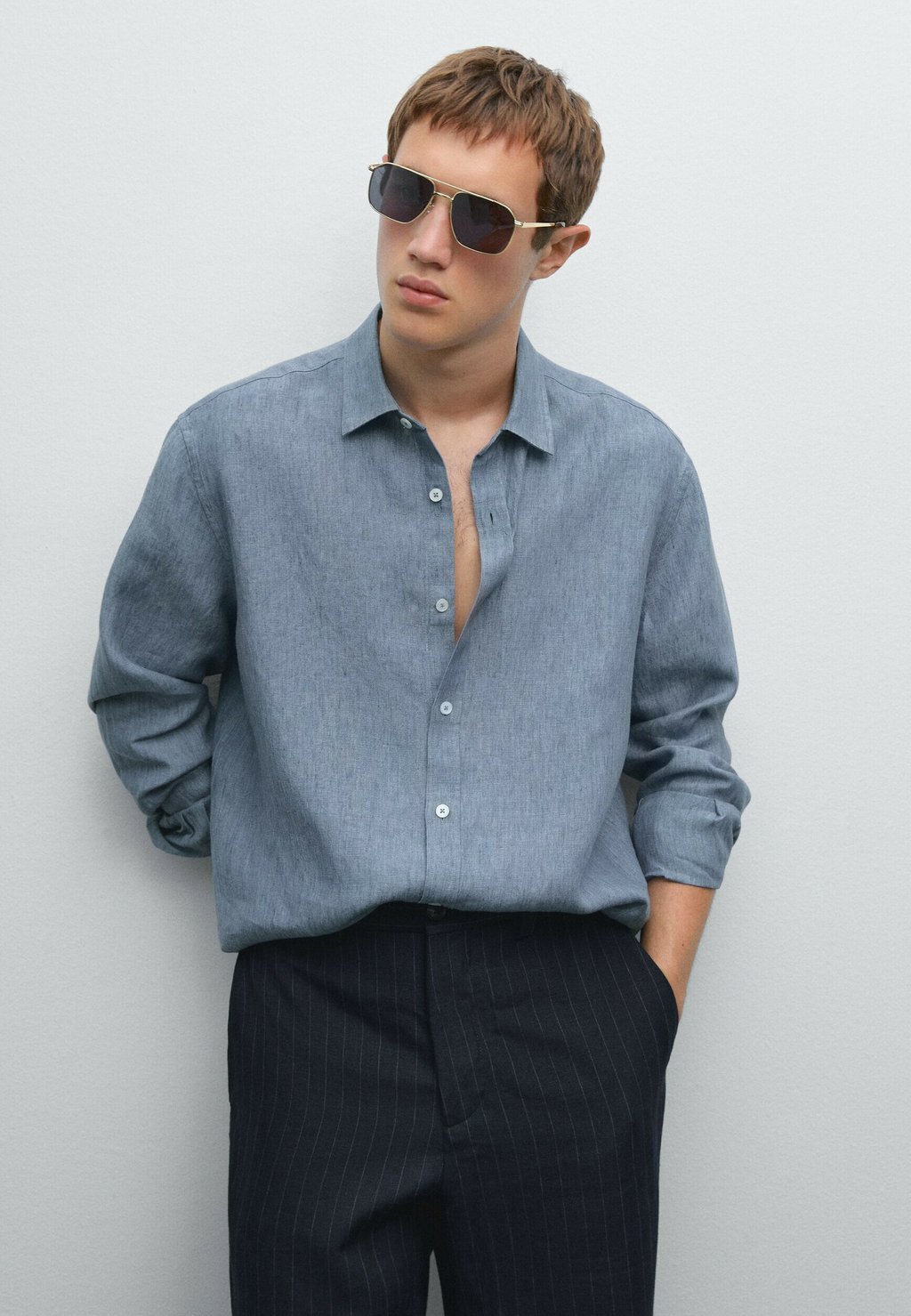

Рубашка FADED Massimo Dutti, цвет Mottled Light Blue