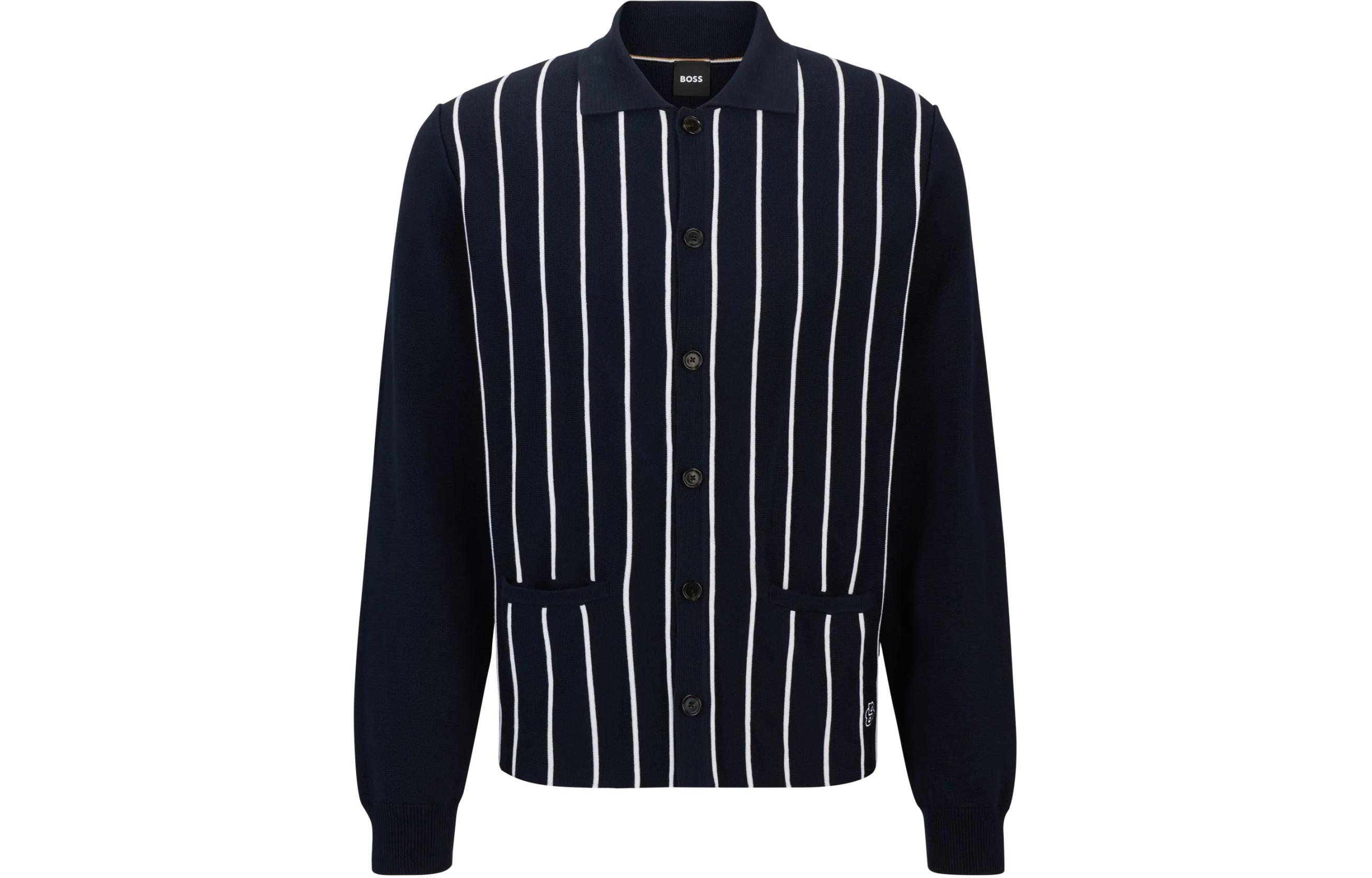 

Вязаный свитер мужской SS24 Navy HUGO BOSS, морской синий