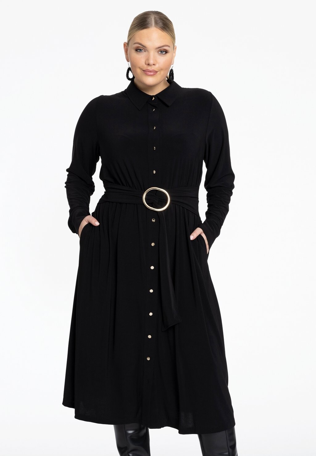 

Платье-рубашка WITH LONG SLEEVES GROSSE GRÖSSEN Yoek, черный