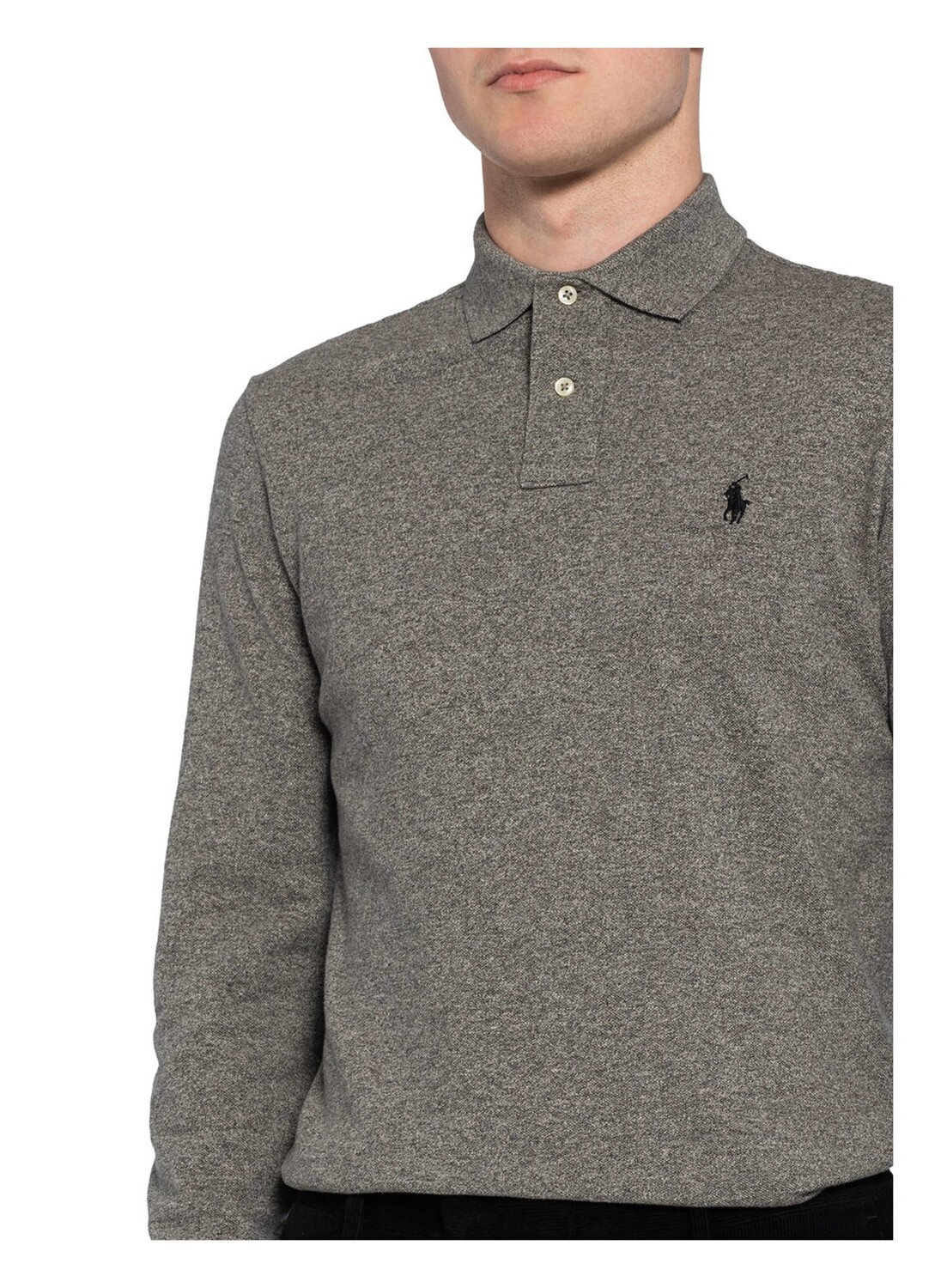 Рубашка поло POLO RALPH LAUREN Piqué Custom Slim Fit, серый — фото 4