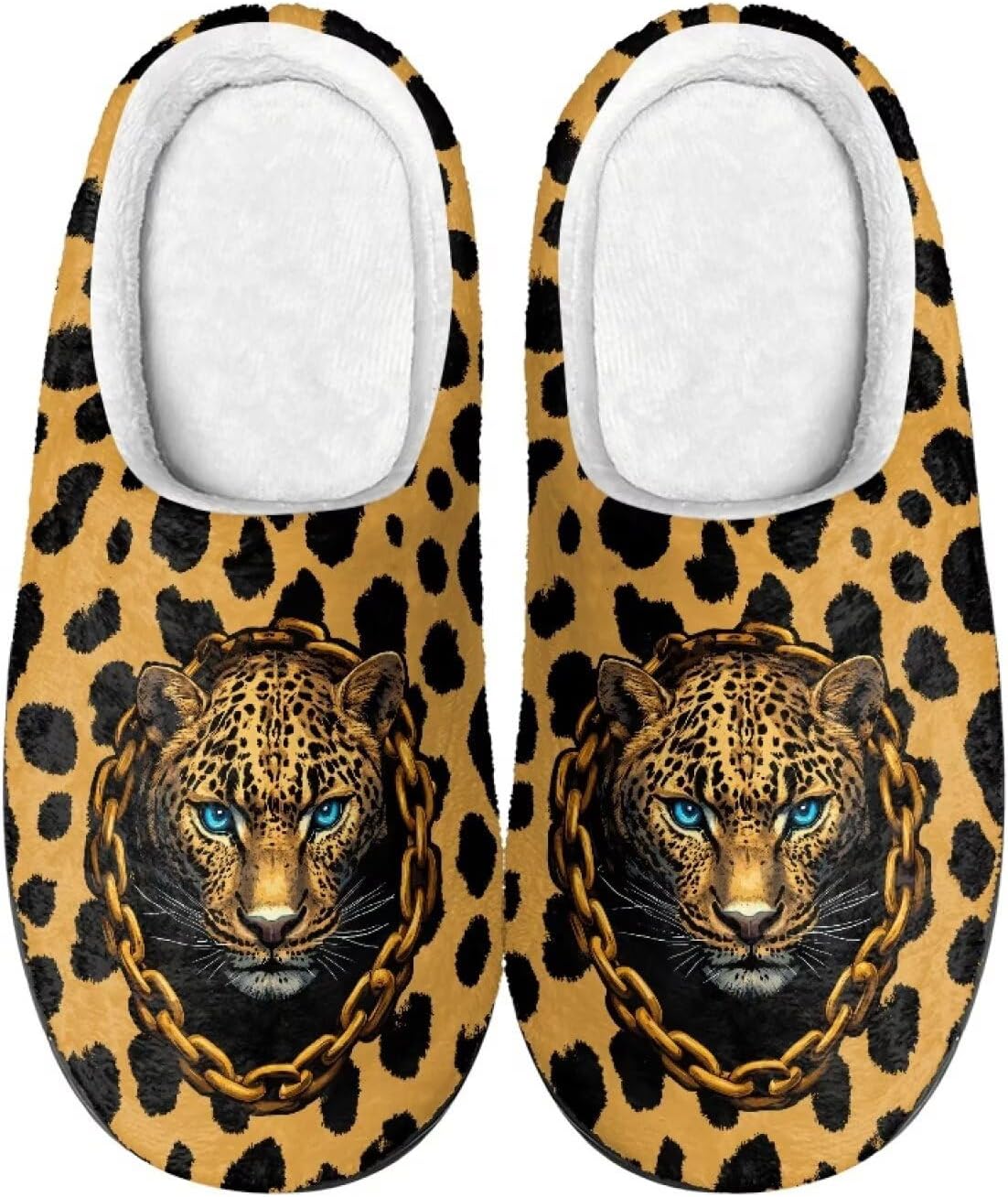 

Мужские и женские нескользящие тапочки, теплые мягкие уютные тапочки из фланели, домашняя обувь для спальни и улицы, размеры 2-12 Zcfygdx, Leopard Head Pattern Print