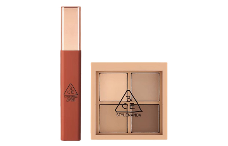 

Тени для век в 4 оттенках и матовая жидкая помада Cloud, набор для макияжа, легко растушевывается, 3,5 г + 4 г 3CE