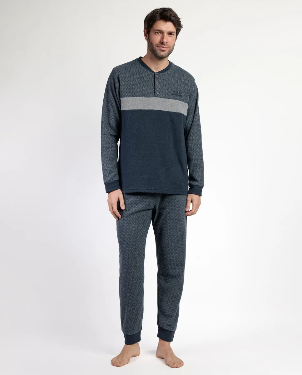 

Длинная мужская пижама из миланской вязки серого цвета Admas