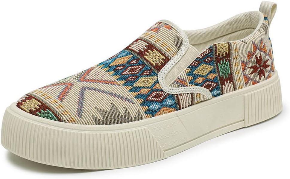 

Мужские кроссовки на платформе с этническим узором, повседневные тканевые лоферы для мужчин Tazimall, хаки